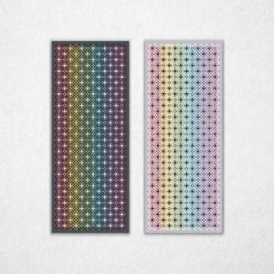 Rainbow Bookmark - Cross Stitch Pattern PDF, Large Size,  Blackwork / Backstitch Style Counted Crossstitch Design