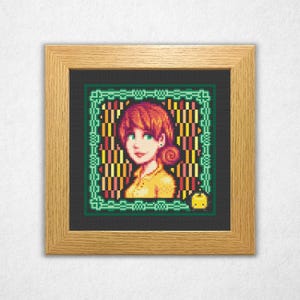 Penny Portrait - Stardew Valley Kreuzstich Muster PDF, Stained Glass Style, Videospiel Kreuzstich