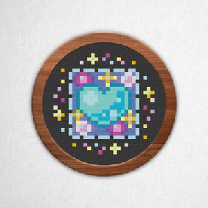 Heart Stamp - Small Cross Stitch Pattern PDF, 3x3 Block Pixel Art Style Counted Crossstitch