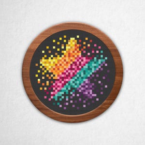 Vaporwave Block Star - Cross Stitch Pattern PDF, 3x3 Pixel Art Geometric Style Counted Crossstitch