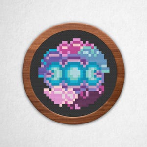 Nubes iluminadas por la luna - Patrón de punto de cruz pequeño en PDF, bloque de 3x3, estilo pixel art, punto de cruz contado