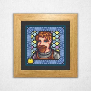 Clint Portrait - Stardew Valley Cross Stitch Pattern PDF, Stained Glass Style, Video Game Crossstitch