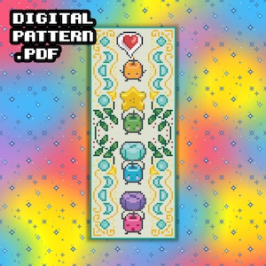 Stardew Junimo - bladwijzer kruissteekpatroon, instant download pdf-videogame pixelart sprite display geteld kruissteekontwerp