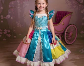 Princess Patchwork Dress Size 10 - Colorful Style for Little Girls