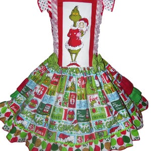 christmas dress size 5t Vintage Fabric Grinch stole christmas Girls Dress Size 5t