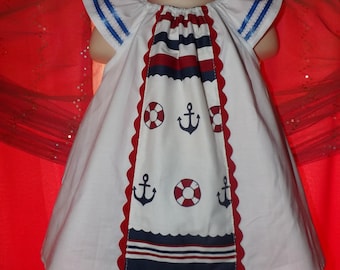 Sailor Nautical Outfit Set for Girls with top,Bloomers and headband with Bow Elegant Outfit for Vacation, Birthday, Photos, Cruises size 2t