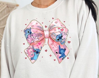 Stitch Angel Valentine Sweatshirt, Valentine Coquette Shirt, Disney Valentine's Day Shirt, Disney Women Shirt, Disney Lover Matching Shirt