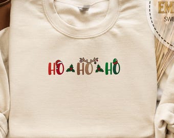 Sweat brodé Noël, Sweat Père Noël, Sweat Ho Ho Ho, Cadeau Père Noël, Joyeux Noël, Sweat-shirt des fêtes, Cadeau de fête de famille