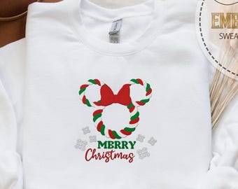 Embroidered Christmas Sweatshirt, Mickey Sweatshirt, Disney Christmas Sweatshirt, Minnie Mouse Sweatshirt, Family Vacation Sweatshirt