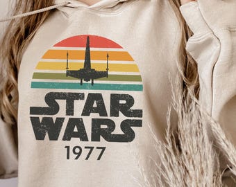 Vintage Star Wars Hoodie, Disney Sweatshirt, Retro Vibes Sweatshirt, Star Wars Gift, Darth Vader Sweatshirt, Mandalorian Gift, Galaxy's Edge