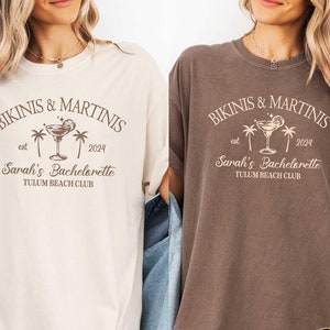 Bikinis and Martinis Bachelorette Party Shirt,Custom Location Bachelorette,Final Fiesta Bach Club, Comfort Colors,Custom Bachelorette Shirts
