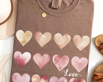 Valentine's Day Shirt For Women - Cute Love Heart Graphic Tee, Casual Short Sleeve Cotton Blend Top