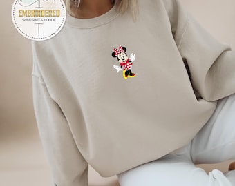 Embroidered Monochrome Mickey Minnie Sweatshirt, Family Matching Sweatshirt, Disney Hoodies, Disneyworld Sweatshirt, Vintage Disney Hoodie
