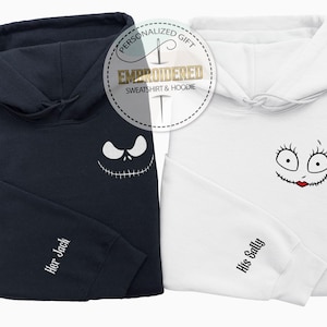 Disney Embroidered Sweatshirt, Jack and Sally Sweatshirt, Halloween Hoodie, Couple Matching, Halloween Gift, Sally Sweatshirt