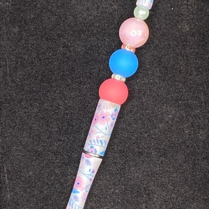 Pink and Blue Floral Beaded Pen