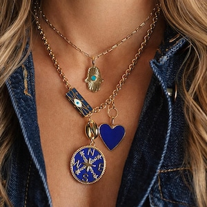 Blue mixed charms necklace