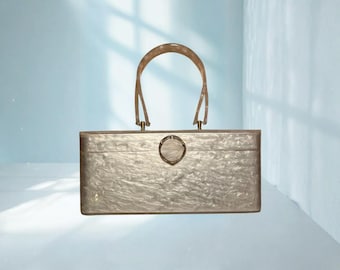 1950s Wilardy Lucite Box Purse |  Art Deco Glam Clutch | Collectible Retro Mod Accessory