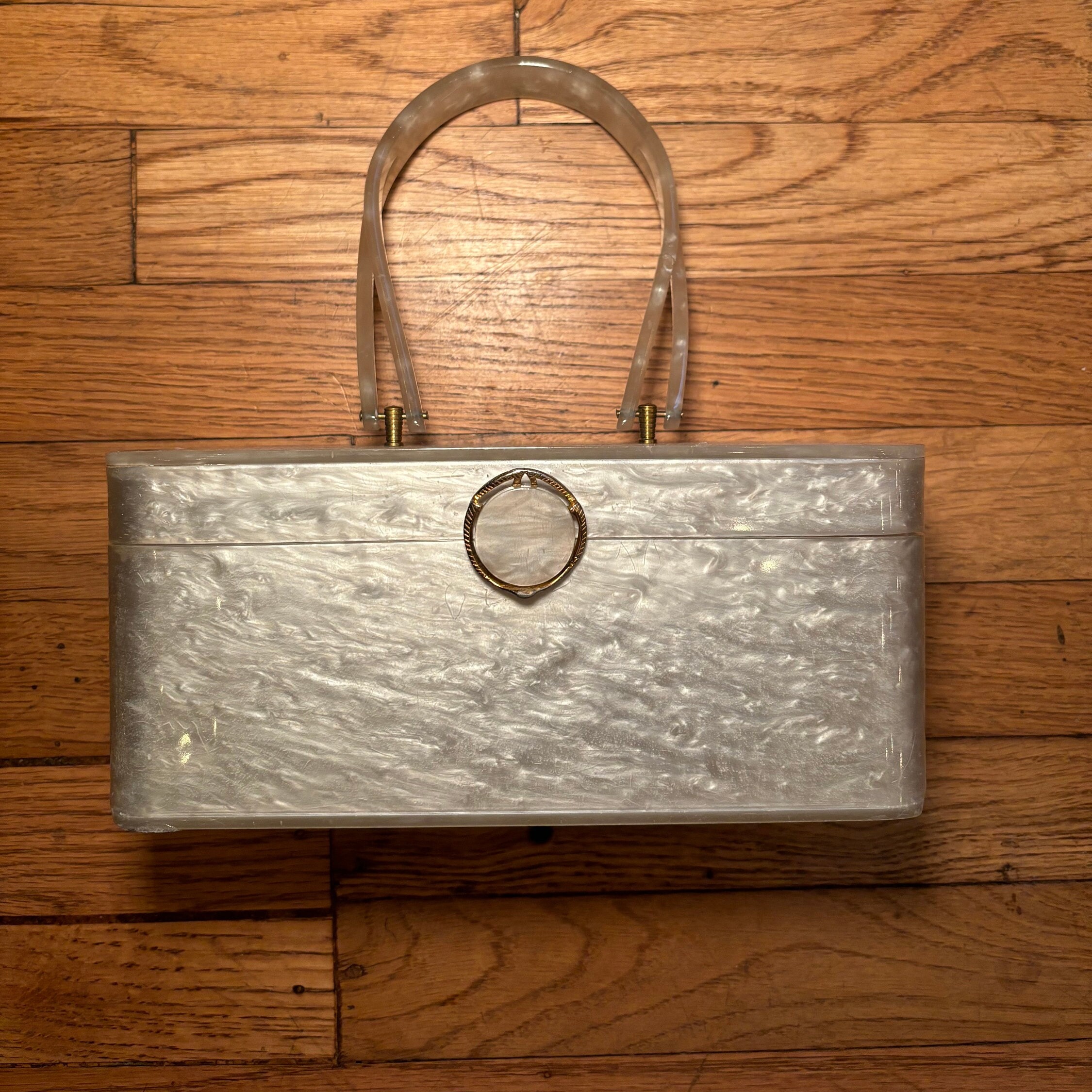 1950er Jahre Wilardy Lucite Box Geldbörse |  Art Deco Glam Clutch | Sammler Retro Mod Accessoire