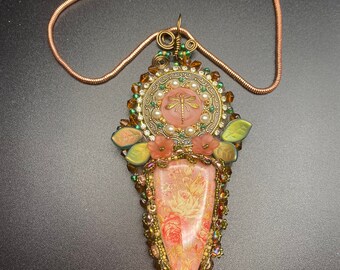 Floral Hand Embroidery necklace with centerpiece