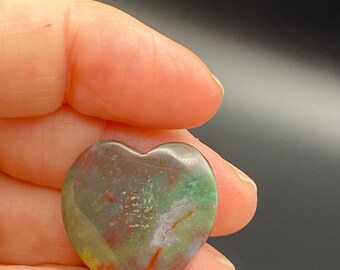 Red moss agate heart cabochon gemstone 30 mm x 25 mm