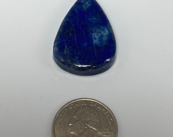 Drilled Lapis gemstone 40 mm x 25 mm