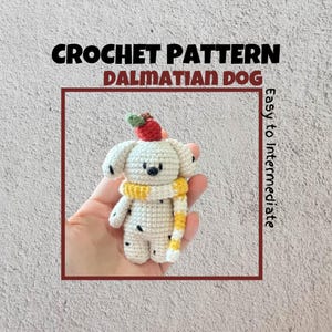 Handsome Dalmatian Dog Crochet Pattern Puppy With Scarf Amigurumi PDF Cute Apple Dalmatian Dog Chubby Stuffed Animal Plush Toy Dog Plushie