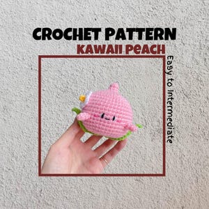 Kawaii Peach Crochet Pattern Cute Pink Fruit Amigurumi PDF Peach Flower Face Doll Play Food Plush Toy Kitchen Decor Unique Gift For Mother