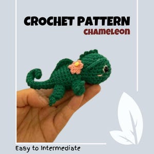 Chameleon Crochet Pattern Green Baby Flower Chameleon Amigurumi PDF Stuffed Floral Animal Reptile Lizard Gecko Cute Baby Shower Gift