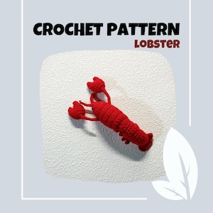 Lobster Crochet Pattern Red Sea Creature Crab Amigurumi Low Sew Play Toy Seafood Plush Restaurant Decor Kitchen Chef Crustacean Shrimp