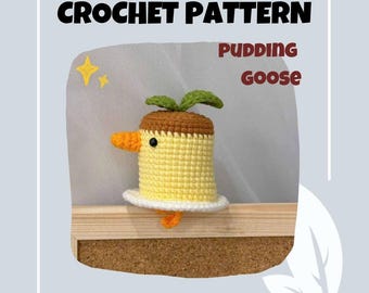 Pudding Goose Crochet Pattern Easy Animal Food Dessert Duck Amigurumi PDF Cute Kawaii Mini Play Food Toy Gander Geese Swan Bird Yellow Jelly