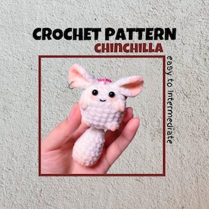 Knubbig Chinchilla Virkmönster Låg Söm Ekorre Amigurumi PDF Enkelt Djurmönster Gosedjur Mini Råtta Vit Kanin Liten Nyckelring