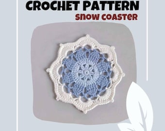 Patrón de crochet para posavasos de nieve, portavasos con flores suaves, hermoso posavasos para mamá, maestra, tapete de crochet hecho a mano, regalo para todos