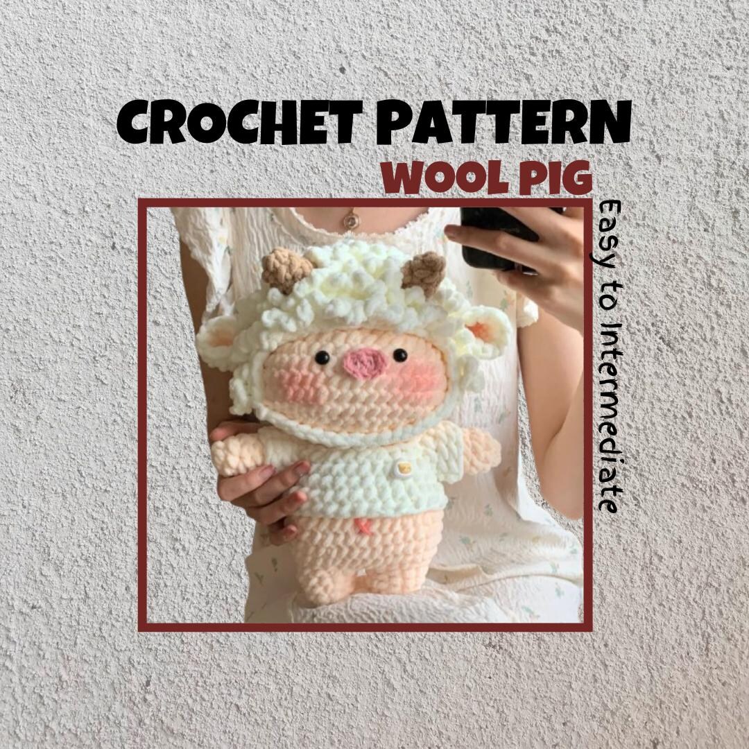 ウールの豚のかぎ針編みパターン かわいいマンガリッツァ豚の編み