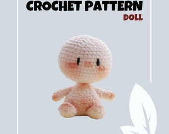 NO SEW Doll Crochet Pattern Plush Doll Toy Small Doll Base Body Amigurumi PDF Basic Body Doll Pattern Baby Doll Crochet Doll Body Stuffed