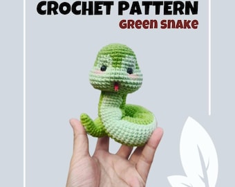 NO SEW Grüne Schlange Häkelanleitung Reptil Tier Krabbeln Kobra Viper Amigurumi PDF Häkelanleitung für Kuscheltier Plushie