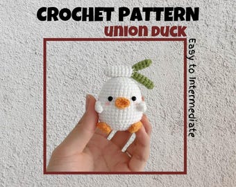 Union Duck Crochet Pattern Low Sew Duck Amigurumi Pattern Baby Gift Animal Food Toys Keychain Ornament Small Mini Cute Duck Plushie