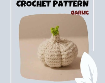 Patrón de crochet de ajo para cocinar comida de cocina, verduras, amigurumi en PDF, linda decoración de verduras kawaii, juguete de comida fácil y rápido para jugar, regalo de hinojo, apio