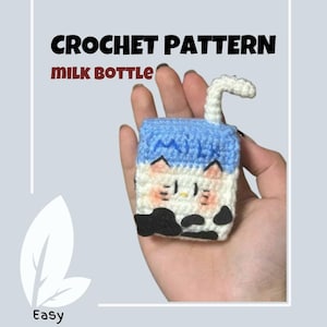 Melkfles haakpatroon mini kleine kat melkpak amigurumi pdf melk koe drankjes drank kinderen spelen voedsel speelgoed ontbijt picknick decor cadeau