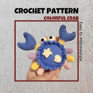 Bunte Krabbe Häkelanleitung Kawaii Große Augen Krabbe Ozean Tier Amigurumi Sealife Marine Plüschtier Muschel Seestern Fisch Garnele