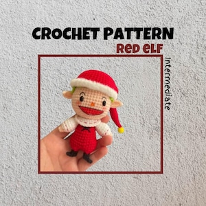Red Elf Crochet Pattern Magic Fairy Amigurumi Pattern Sharp Ears Boy Doll with Long Hat Plush Buddy Elf Friend Plushie PDF Gift