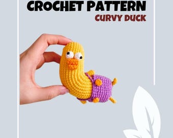 Kurvige Ente Häkelanleitung Lustige Lange Sausage Ente Amigurumi PDF Cute Fun Schnelle Ente Gans Spielzeug Ente Keychain Soft Toy No Wire