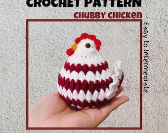 Chubby Chicken Pattern Low Sew Barn Animal Amigurumi Tutorial Fat Chick Rooster Peacock Tail Farm Bird Hen Plush Toy Beginner Friendly