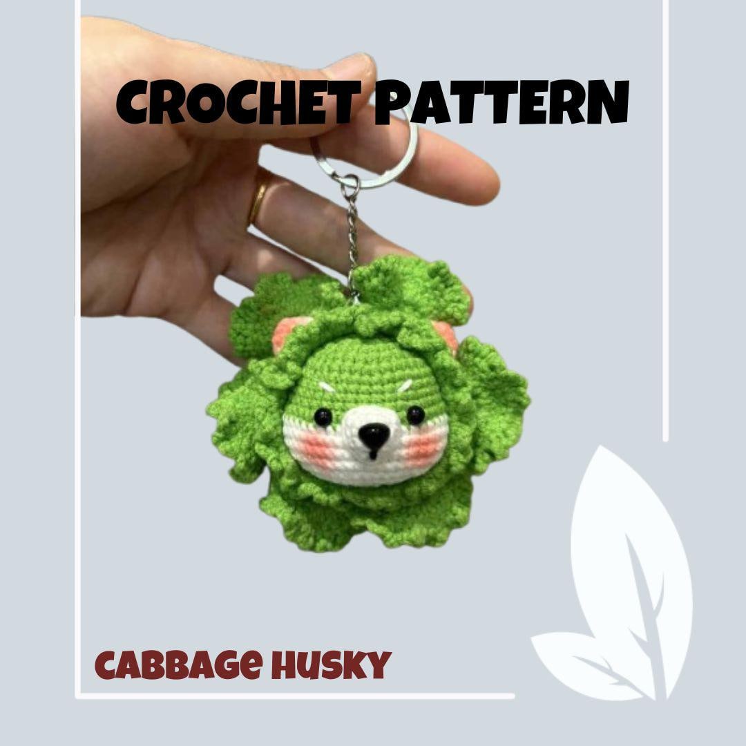 Cabbage Husky Amigurumi Keychain Pattern