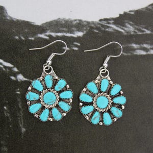 Sterling Silver Navajo Handmade Turquoise Cluster Post Earrings