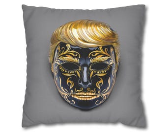 Foolgold Pillowcase | Satirical Trump-Inspired Art Print from Hand-Painted Mask Design, Double-Sided Cushion Cover for Bold Home Décor