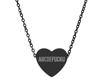 Engraved Heart Necklace | Personalized Name Engraving, Stainless Steel
