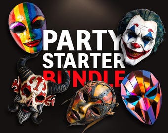 Party Starter Mask Bundle | 5 Bold and Colorful FLAT Masks for Parties and Events - Vibrant Statement Set with Special Bundle Price