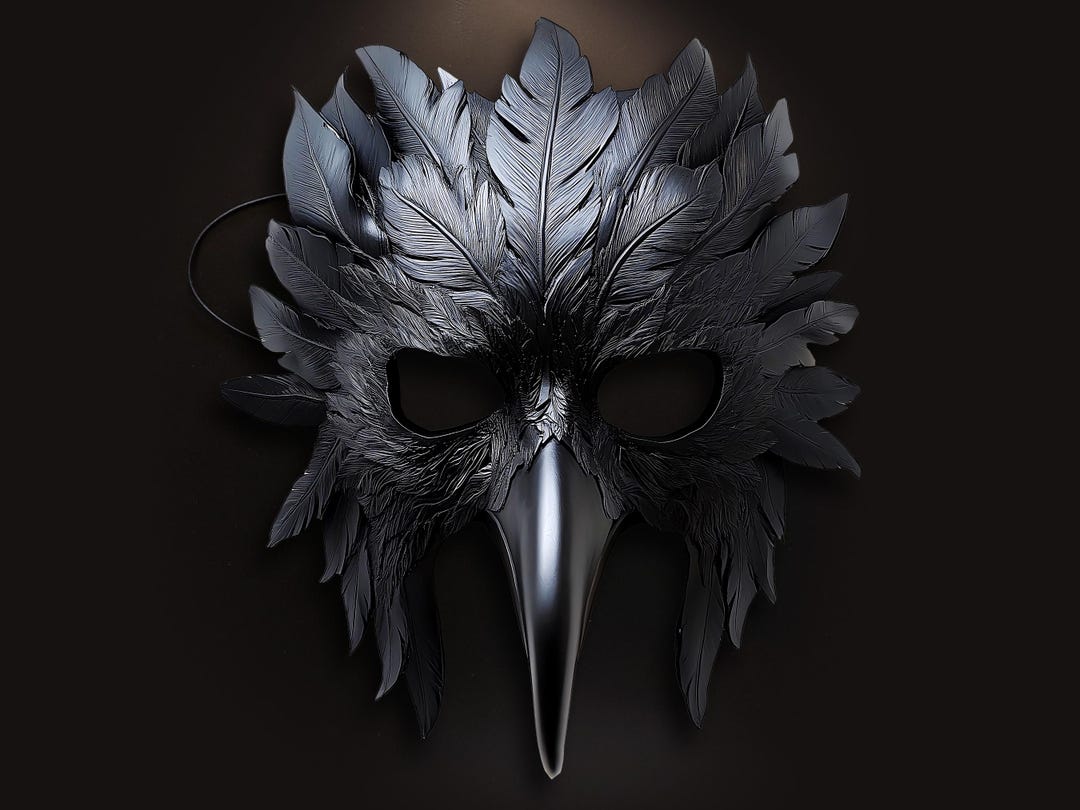 Rowen Mask Raven Mask | FLAT Mask Printed From Hand-painted Design With 3D Effect ...