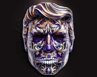 Lavender Mask: Printed from Hand-Painted Art with 3D Effect & Strap for Parties, Political Satire Events, Celebrations Make Mask Great Again