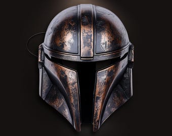 Mandalorian-inspired Mask: Printed from Hand-Painted Art Originals with 3D Effect for Theatrical and Cosplay Events, Party, Celebrations